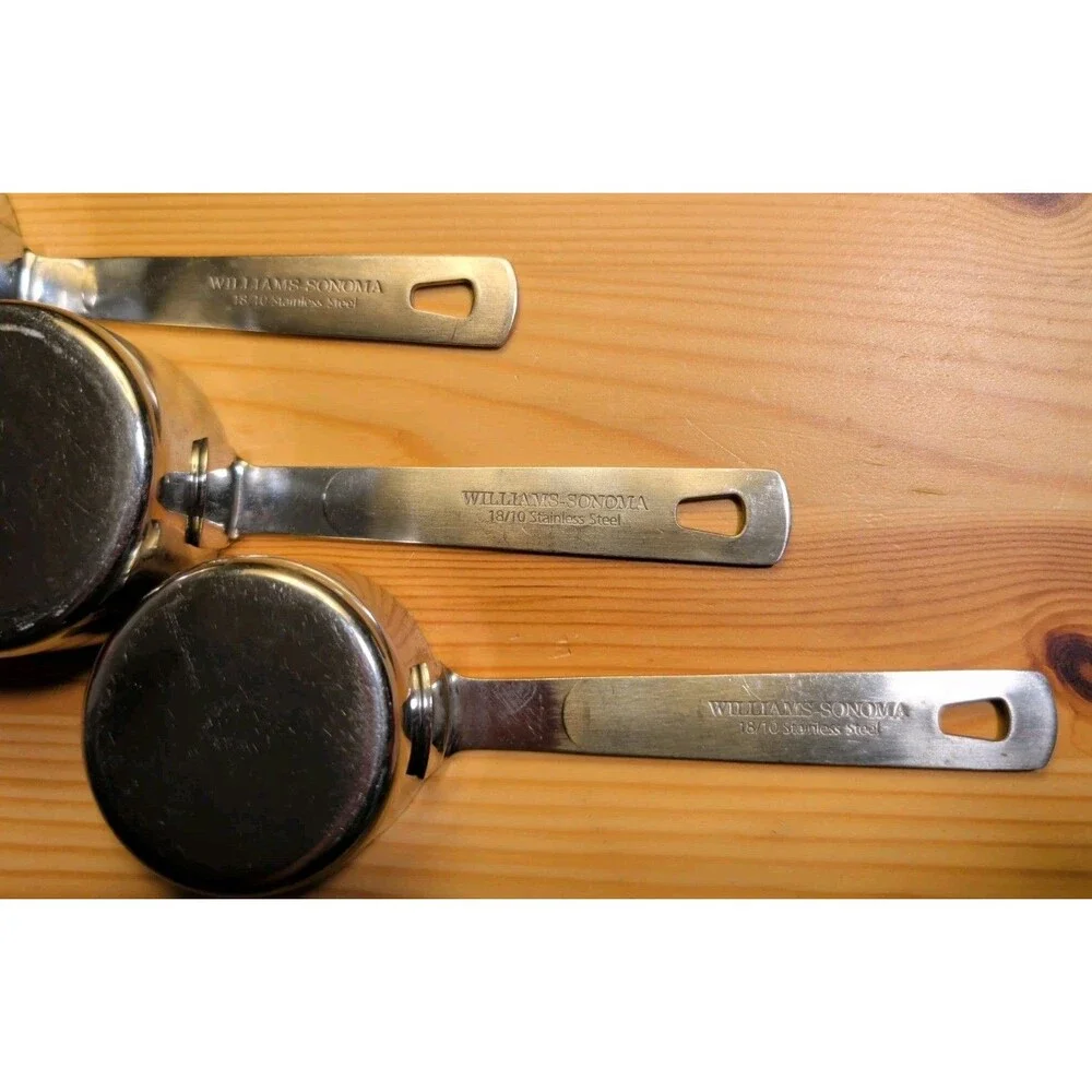 Williams-Sonoma 18/10 Stainless Steel Measuring Cups Set 3pcs: 1/4, 1/2, 1/3 Cup